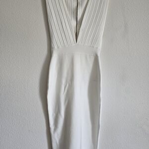 House of CB White Plunge Sheath Dress